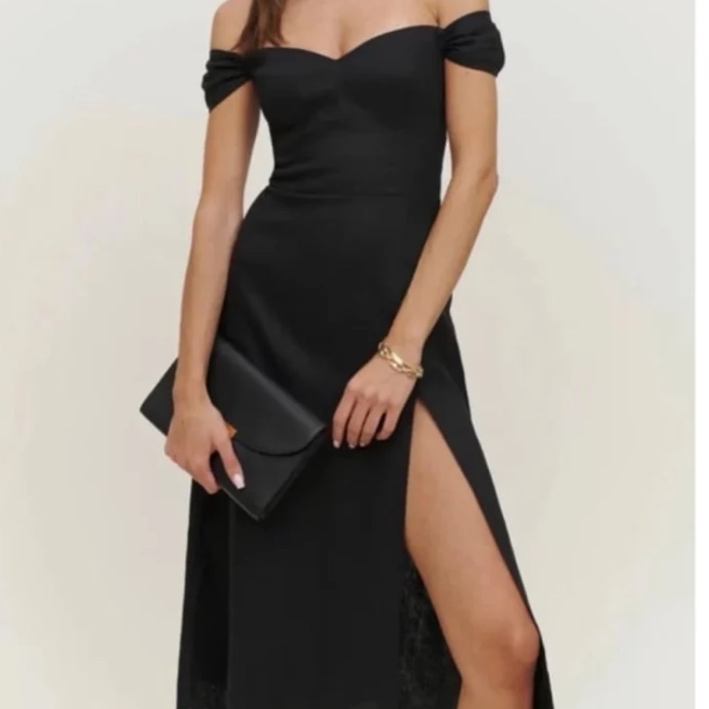 NWT Reformation Bridgton Dress Black Linen Size 0